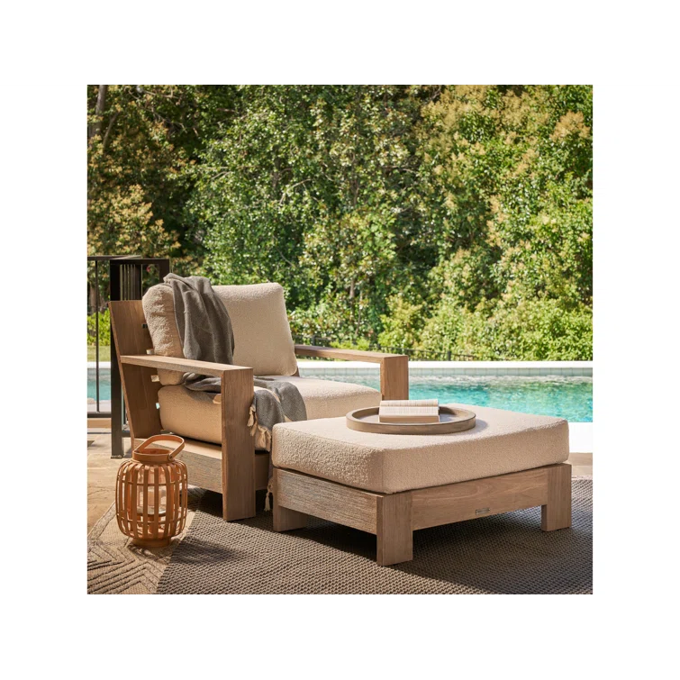 Coastal Living™ by Universal Furniture Saratoga Teak Outdoor Ottoman with Sunbrella® Cushion