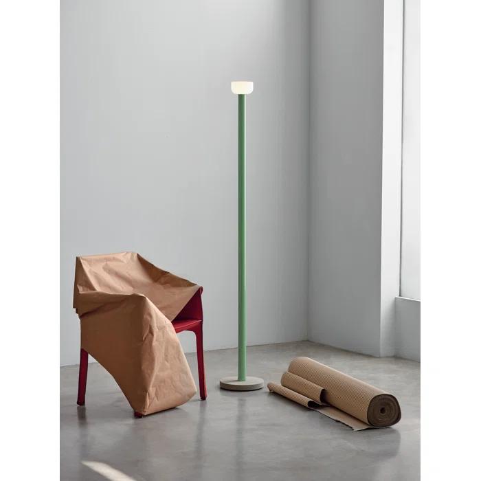 Green Aluminum and Concrete LED Floor Lamp