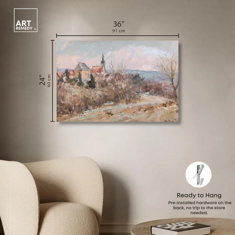 Art Remedy Little Town Canvas Classic Landscape Art by Art Remedy