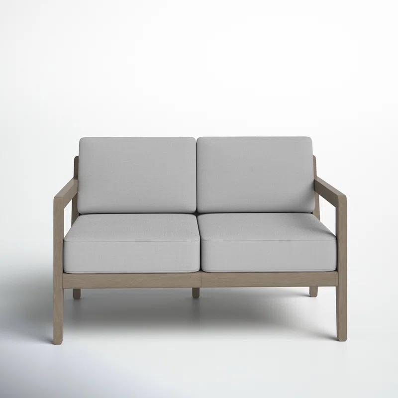 Gray Acacia Wood Outdoor Loveseat with Cushions