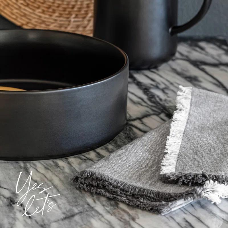 over&back over&back Woven Frayed Chambray Cotton Cloth Napkins