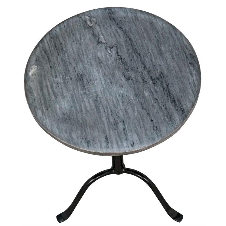 Alfano Round Side Table - Black and Gray Marble