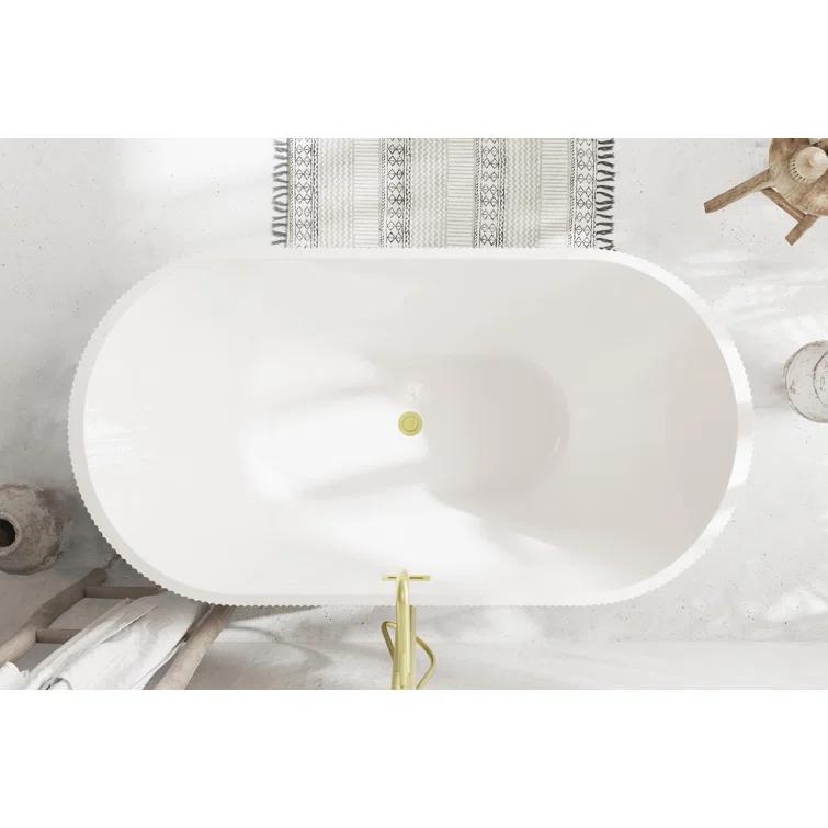 Living District 59 Inch Bathtub in Glossy White with Trim BT30759GW-BGD