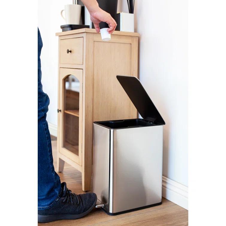 Wayfair Basics® 2.6 Gallon Stainless Steel Rectangular Step On Bathroom Trash Can
