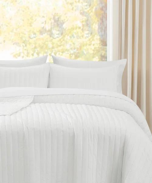 Brooklyn Loom Oversized Cotton Percale 3 Piece Quilt Set