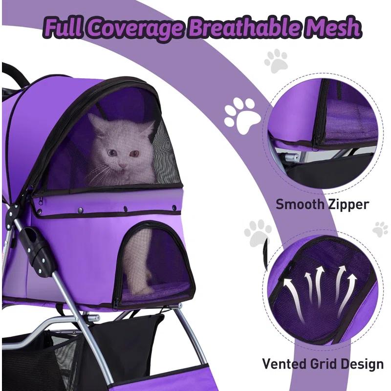 G & R PLUMBING ENTERPRISES, INC. Pet Stroller, 4 Wheels Pet Strolling Cart for Medium/Small Dogs and Cats, Foldable Cat Jogger