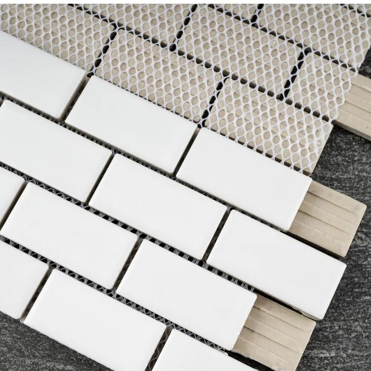Supreme Tile Porcetile 11.82 in. x 11.82 in. Brick Joint Matte Porcelain Mosaic Wall and Floor Tile
