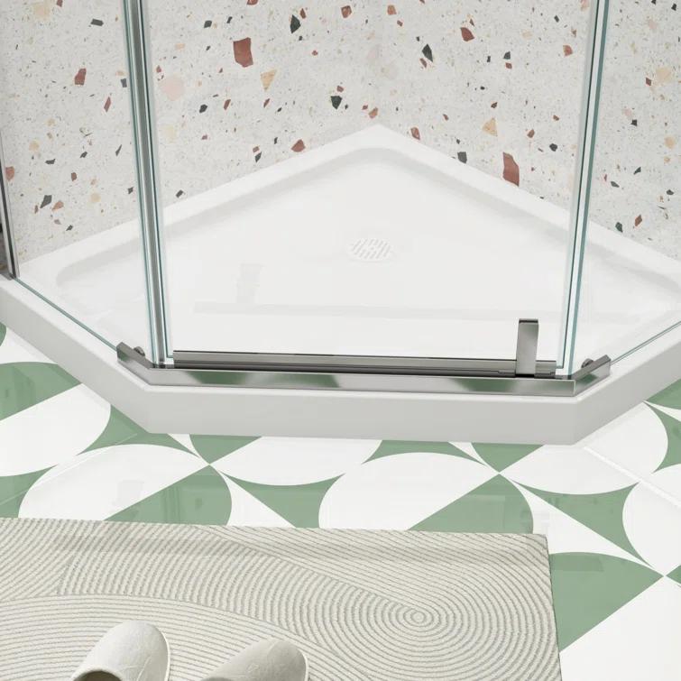 34.75"W x 72"H Swivel Shower Door with 1/4’ Tempered Glass, Frameless Shower Enclosure