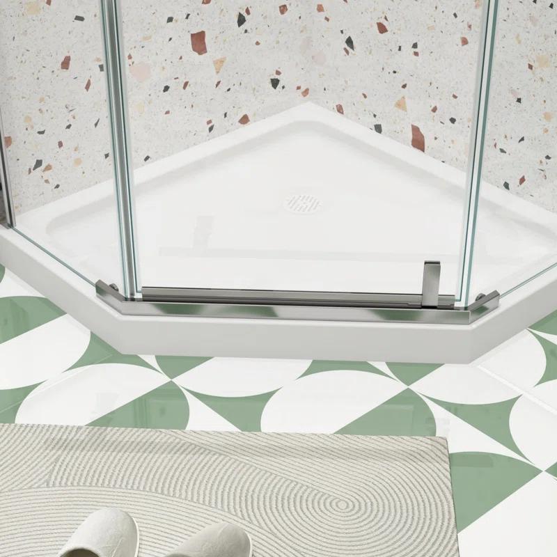 34.75"W x 72"H Swivel Shower Door with 1/4’ Tempered Glass, Frameless Shower Enclosure