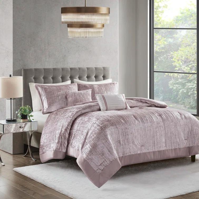 Madison Park Lee 5 Piece Crinkle Velvet Comforter Set
