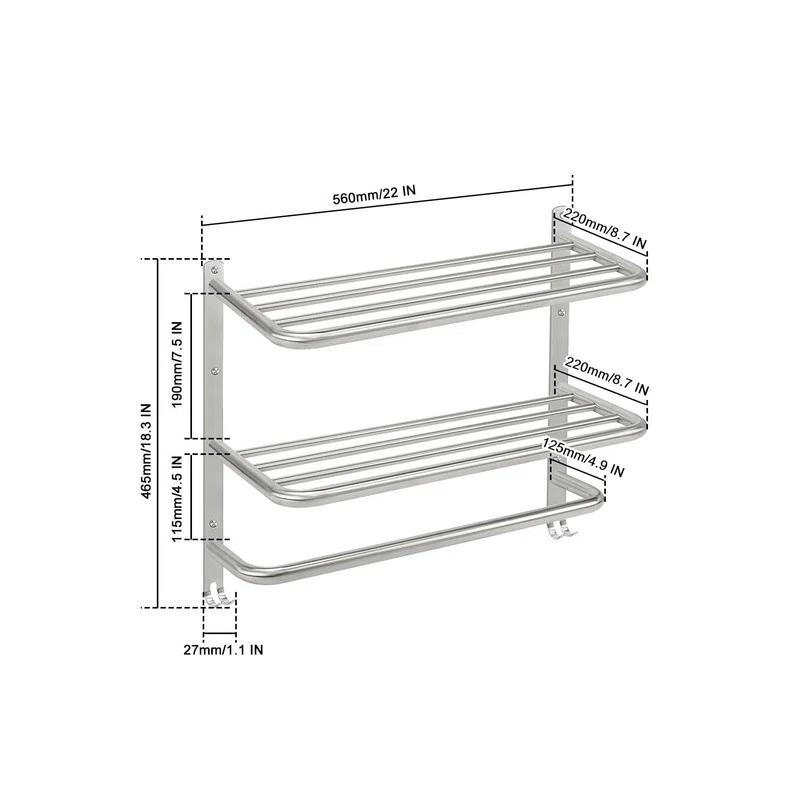 JASODI F0CLCQ42VF Bathroom Towel Rack, 3-Tier Towel Holder with Hooks