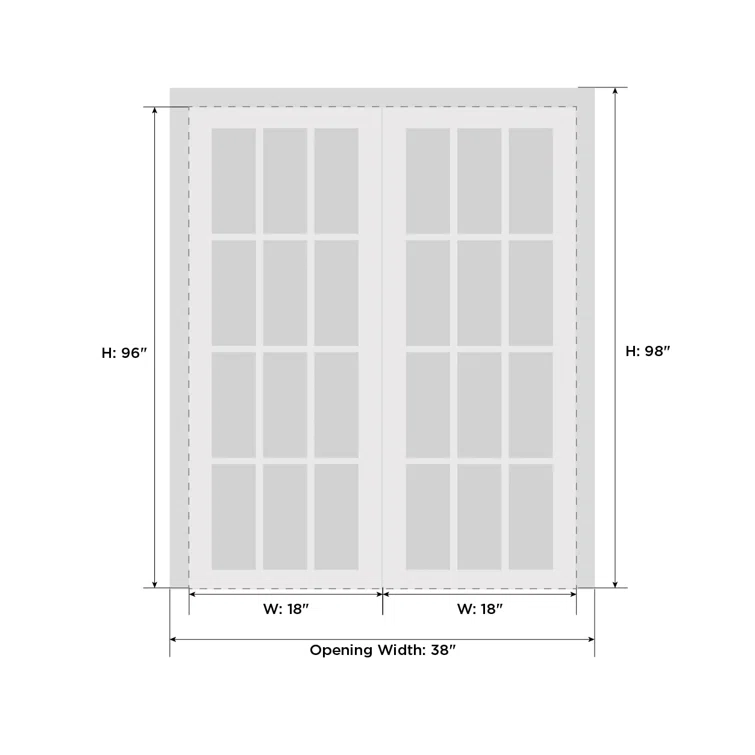 SARTODOORS Quadro Frosted Glass French White Doors with Installation Hardware Kit