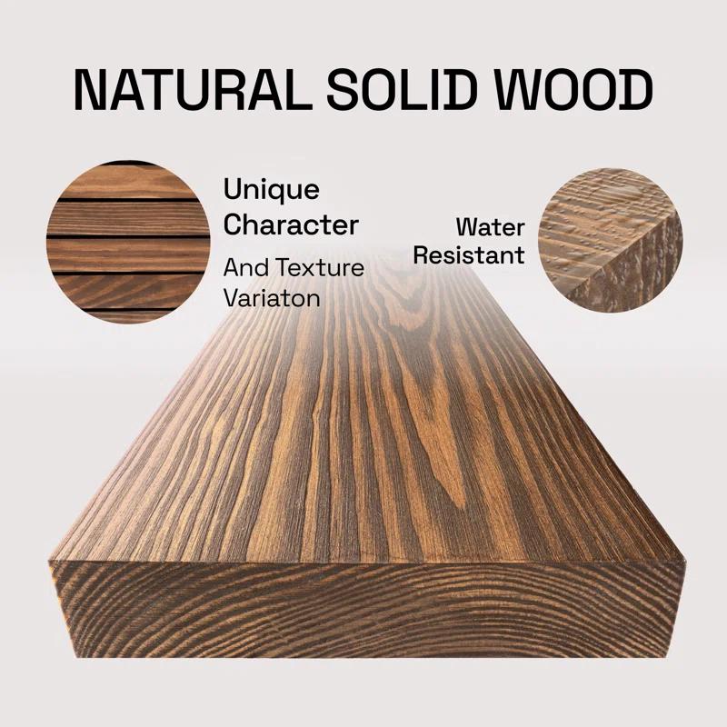 Baobab Workshop Solid Wood Floating Shelves, Wooden Shelves for Wall (Set of 2)