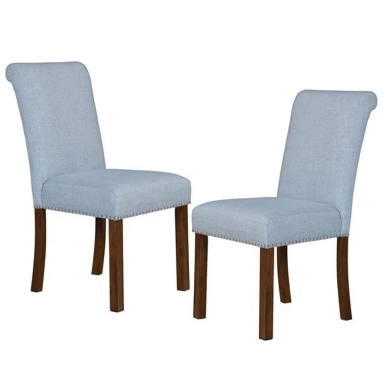 510 Design Aubrey Upholstered Dining Chairs with Silver Nailhead Trim - Set of 2 - Natural (Set of 2)