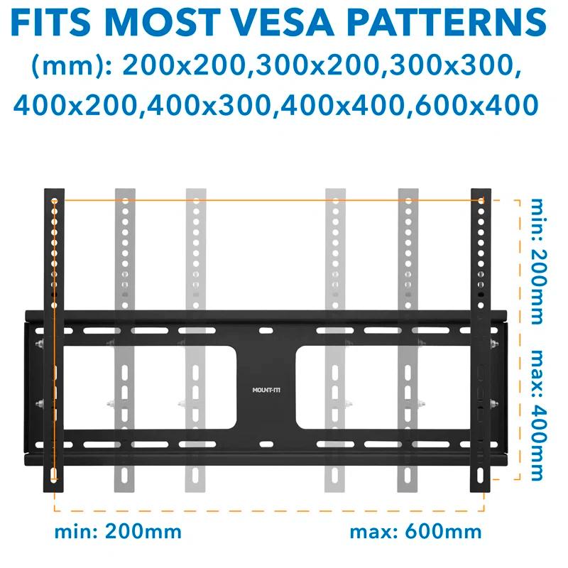 Mount-It Weatherproof TV Wall Mount | Lockable & Tilting 2.1 Low Profile Fits 37 - 80 In. Tvs