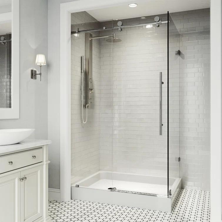 Elan E-class 48" W x 36" D x 82" H Sliding Frameless Shower Enclosure with 3/8" Clear Glass&Base