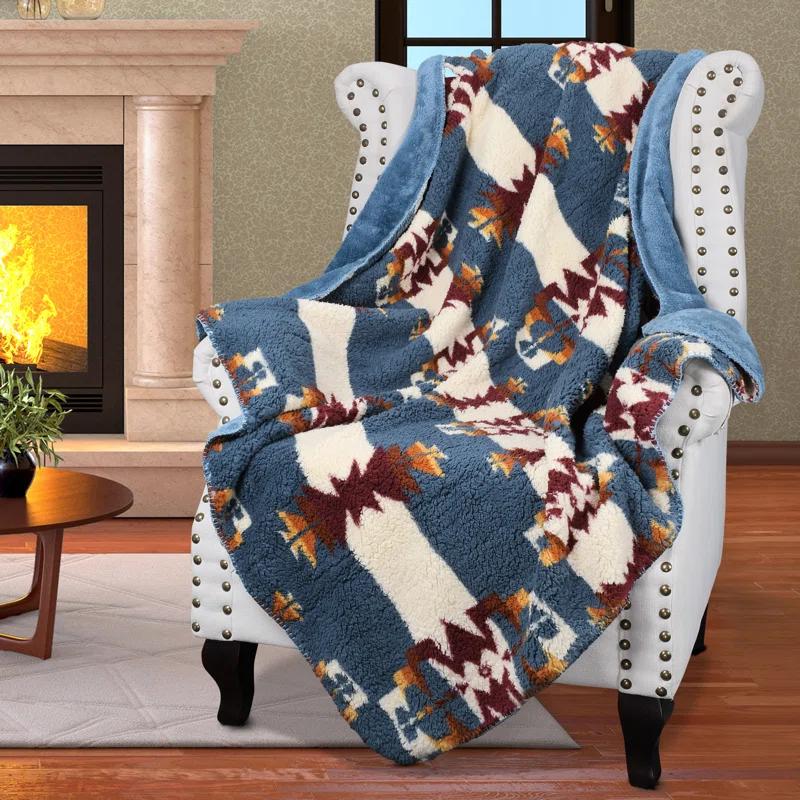 Catalonia Southwest Throw Blanket, Aztec Blanket for Couch or Room Decor, Reversible Comfy Fluffy Blanket, Gift Blanket, 50 x 60 inches