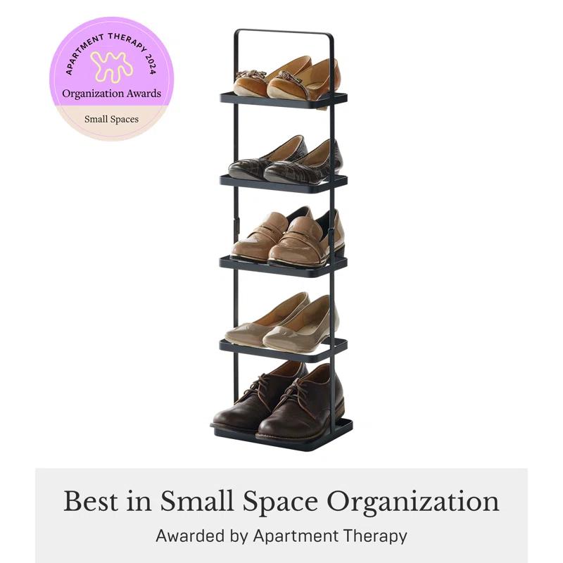 Yamazaki Home Steel Upright 5 Pair Shoe Rack with Handle