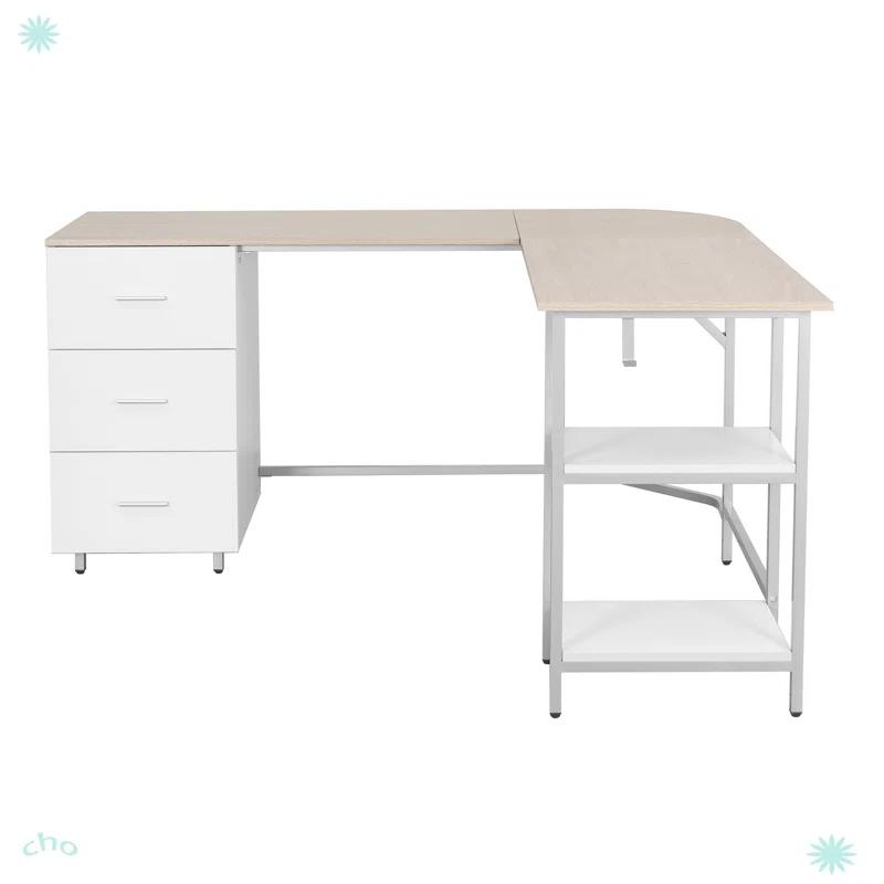 17 Stories Techni Mobili L-Shape Home Office Two-Tone Desk With Storage