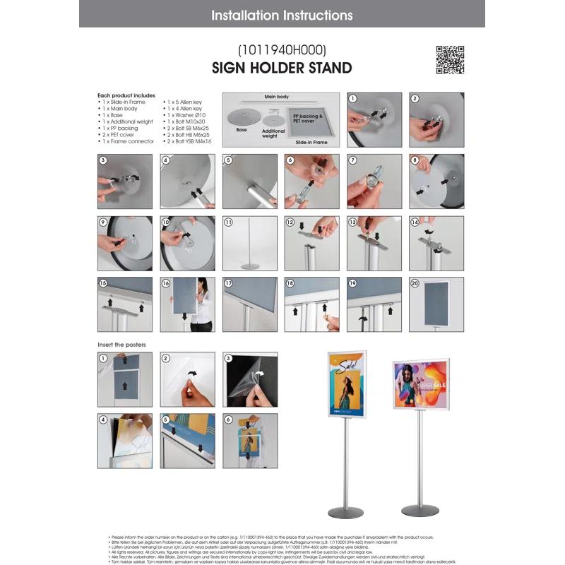 MT Displays Aluminum Pedestal Sign Holder Stand