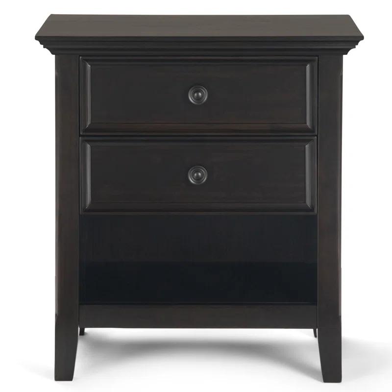 Simpli Home Amherst 24"W 2-Drawer Solid Wood Nightstand with Open Shelf & Reviews | Wayfair