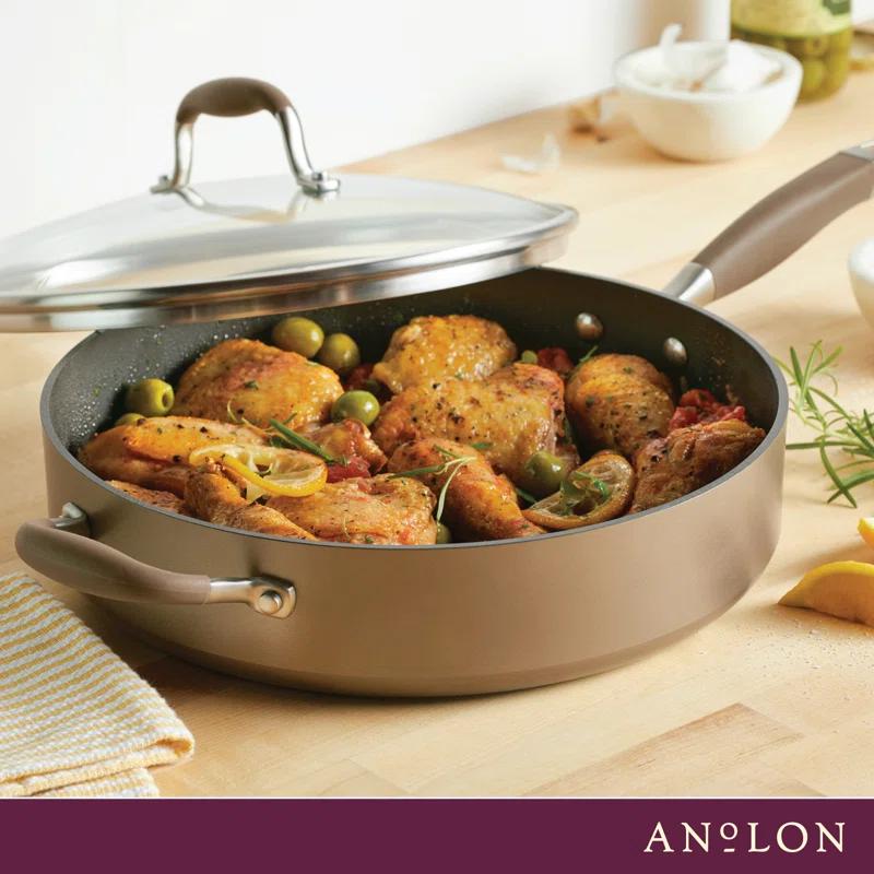 Anolon Anolon Advanced Home Hard Anodized Nonstick Sauté Pan with Helper Handle and Lid, 5 Quart