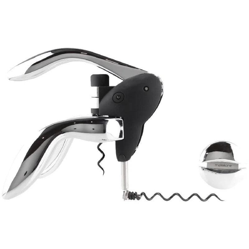 Houdini Houdini Corkscrew Wine Opener, Includes Foil Cutter and Extra Spiral, Black