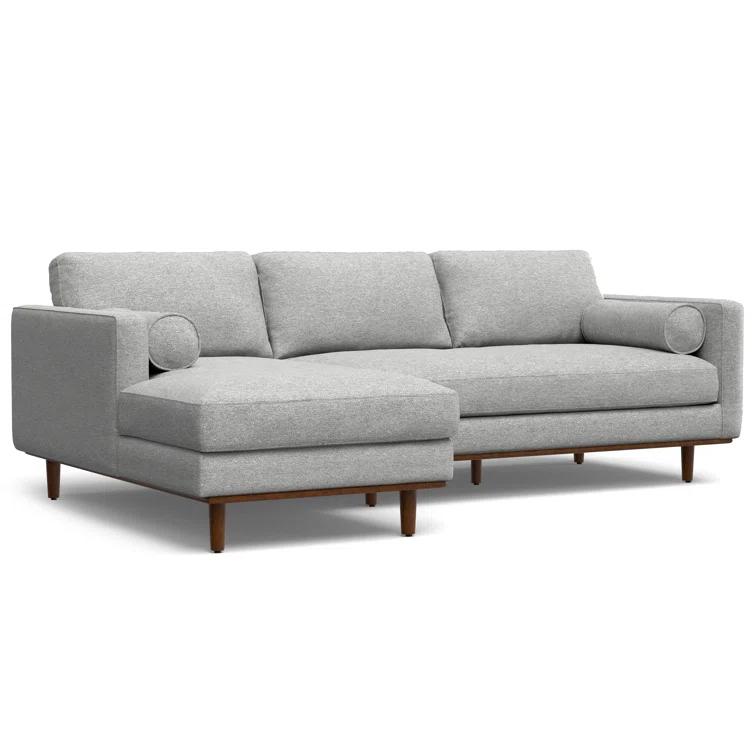 Simpli Home Morrison Large Left Sectional Sofa,Mid-Century Modern Couch with Chaise Lounge and Eco-Friendly Woven-Blend Fabric