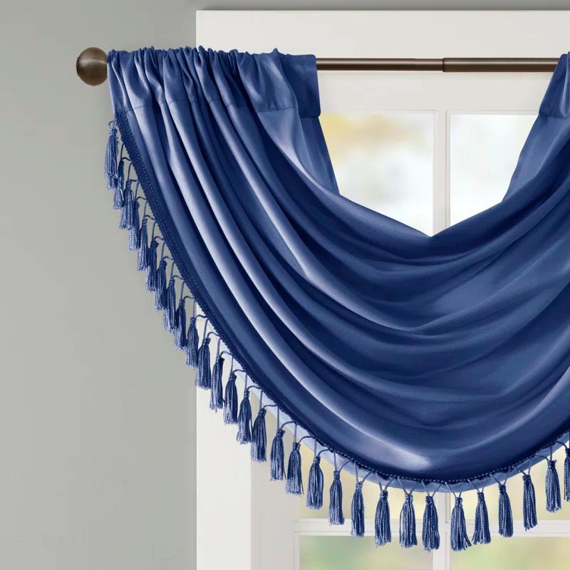 Madison Park Elena Faux Silk Waterfall Embellished 38'' W Window Valance