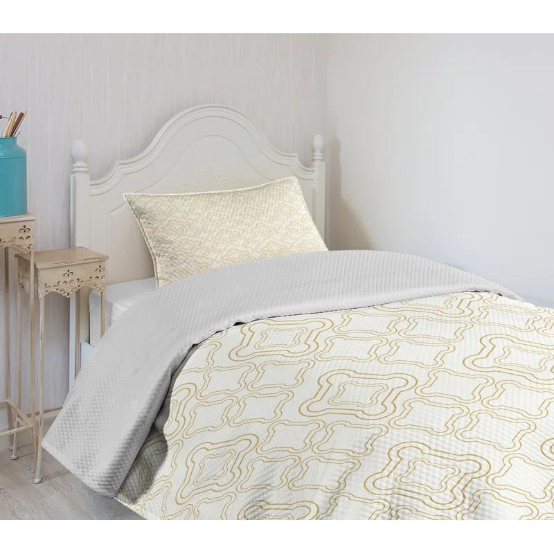 Ambesonne Ambesonne Ivory Bedspread Set 2 Pcs Rococo Style Oriental Twin Cream Tan