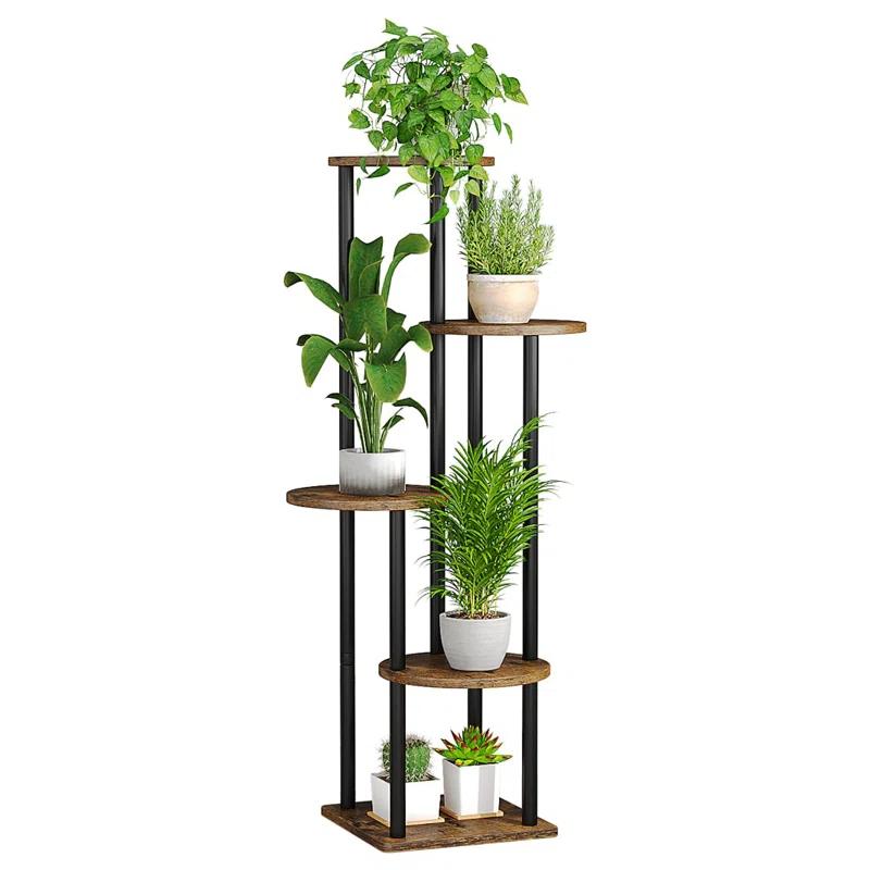 Arlmont & Co. Plant Stand Indoor 5 Tier Metal Plant Shelf for Multiple Plants Corner Tall Flower Holders for Living Room Balcony Bedroom Patio Garden