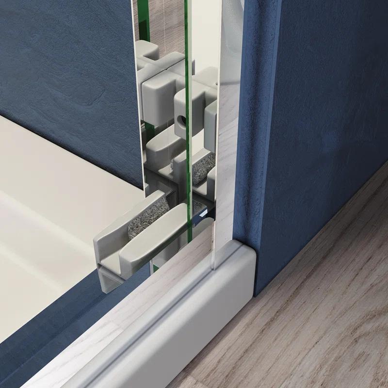 VODYXSEP Sliding Shower Glass Door 56-60 In. W X 72 In. H, Adjustable Semi Frameless Shower Door, Certified Thick Clear Clear Tempered Glass, 304 Stainless Steel Handles Y4VO-W2269P144322