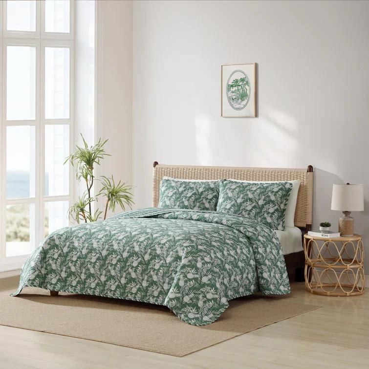 Tommy Bahama Home Pineapple Venture Tropical Cotton Floral Quilt Set