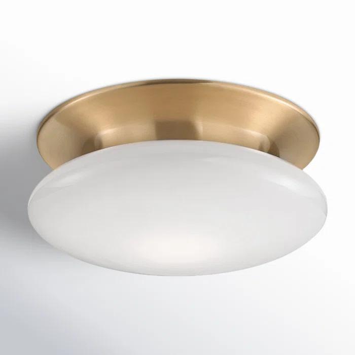 Satin Brass Irvington Globe 1-Light LED Flush Mount