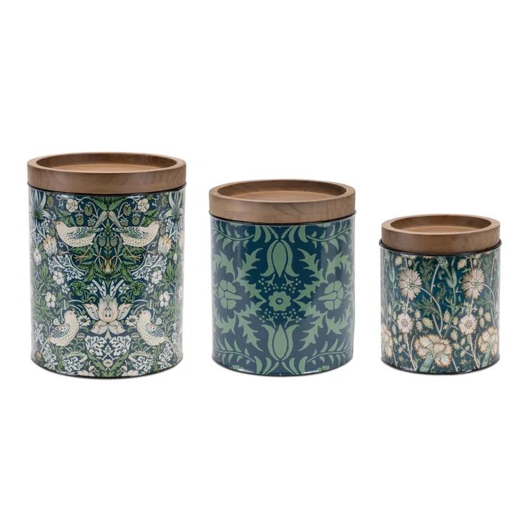 Winston Porter Round William Morris Canister (Set of 3)