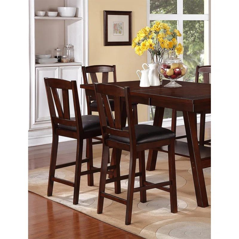 Dining Table 6X High Chairs 7Pcs Counter Height Dining Set Walnut Finish Dining Room Furniture Transitional Style,dining set,kitchen table and chairs