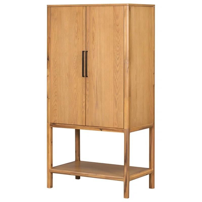 Keyly inc 36.2" W multiple storage functions Oak Veneer Cabinet