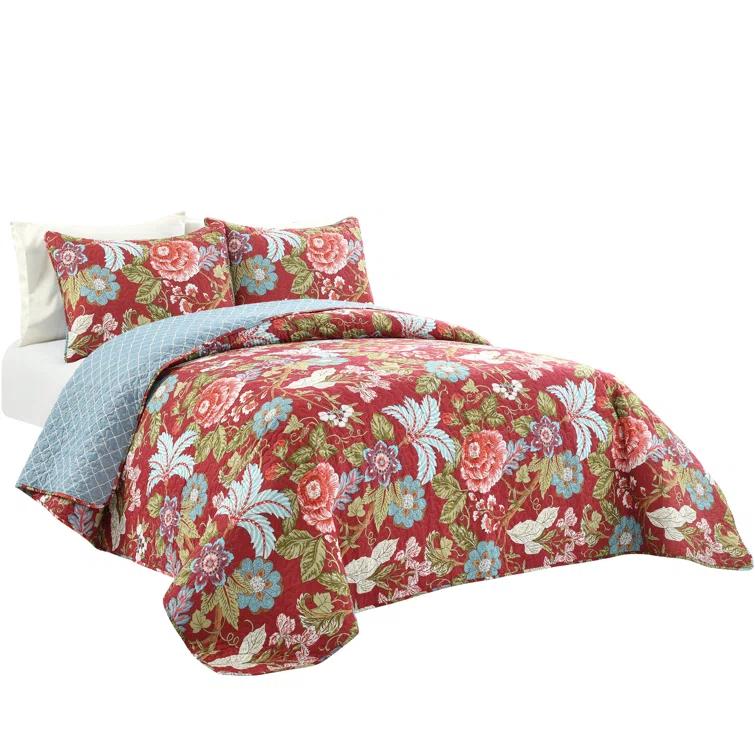 Lush Decor Granborough Cotton Reversible Traditional 3 Piece Quilt Set