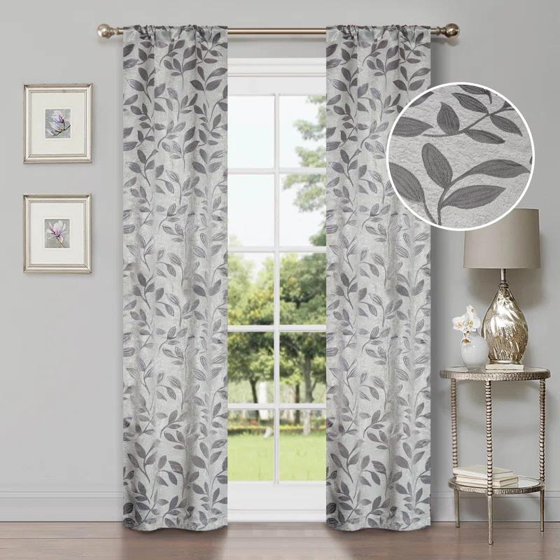 Superior Modern Bohemian Leaves Polyester Machine Washable Room Darkening Blackout Curtains by Superior (Set of 2)