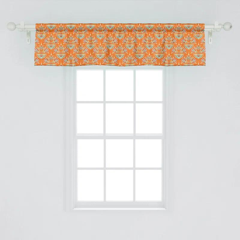 Ambesonne Ambesonne Traditional Valance Pack of 2 Orange Folkloric Damask  Burnt Orange and Seafoam