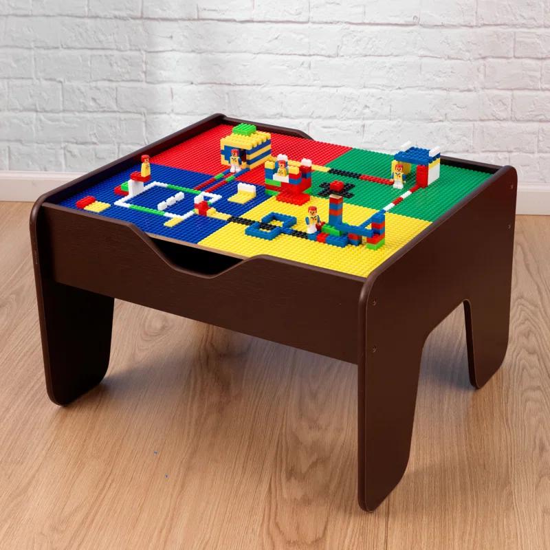 KidKraft 2-in-1 Wooden Activity Table with Board, Train Set and 195 Bricks