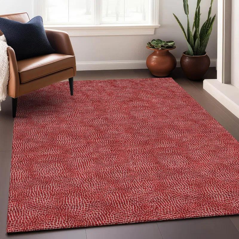Machine Washable Indoor/Outdoor Chayden ACN1057 Red Rug