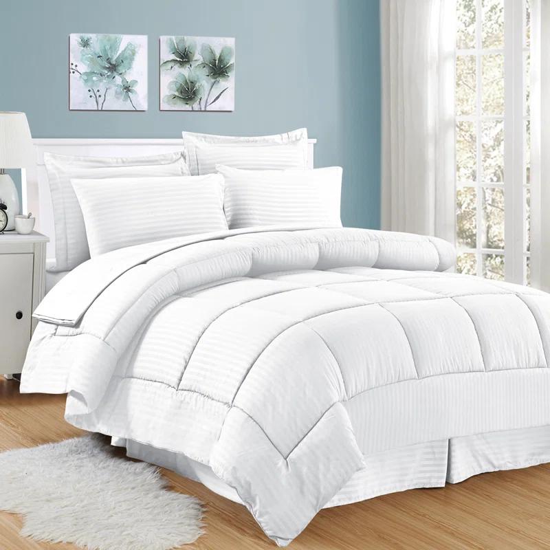 Sweet Home Collection Dobby Stripe Embossed Bed In a Bag Comforter Set