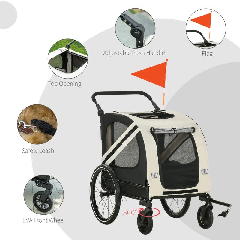 Aosom Foldable Pet Jogger Stroller with Detachable Carrier
