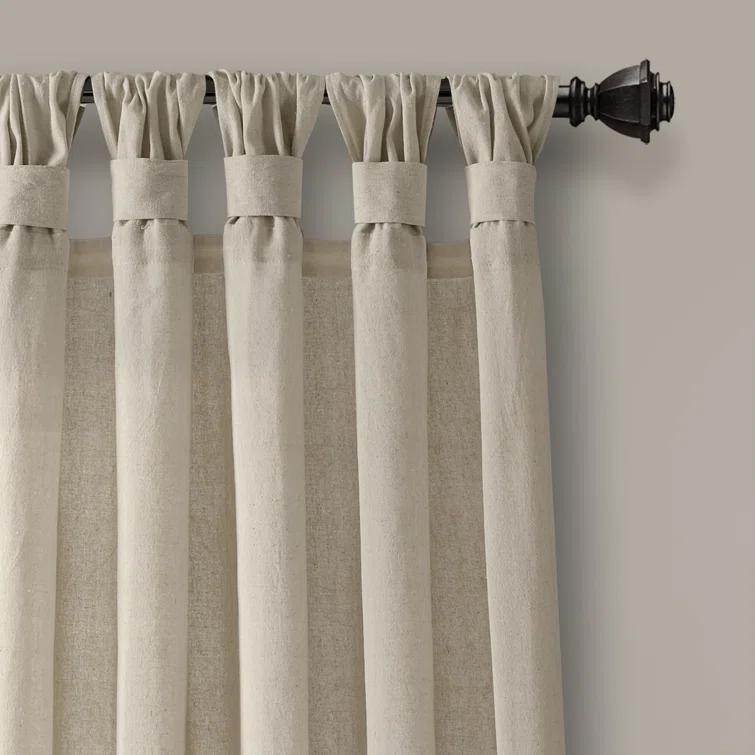 Lush Decor Burlap Knotted Tab Top Semi Sheer Curtain Pair (Set of 2)