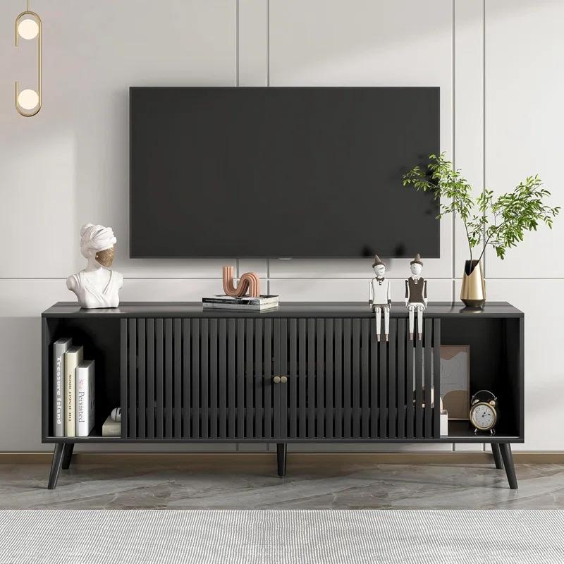 George Oliver Modern TV Stand for Televisions up to 70 Inches, with Sliding Doors and Storage, Television Stands, TV Consoles, Media Consoles for Living Room