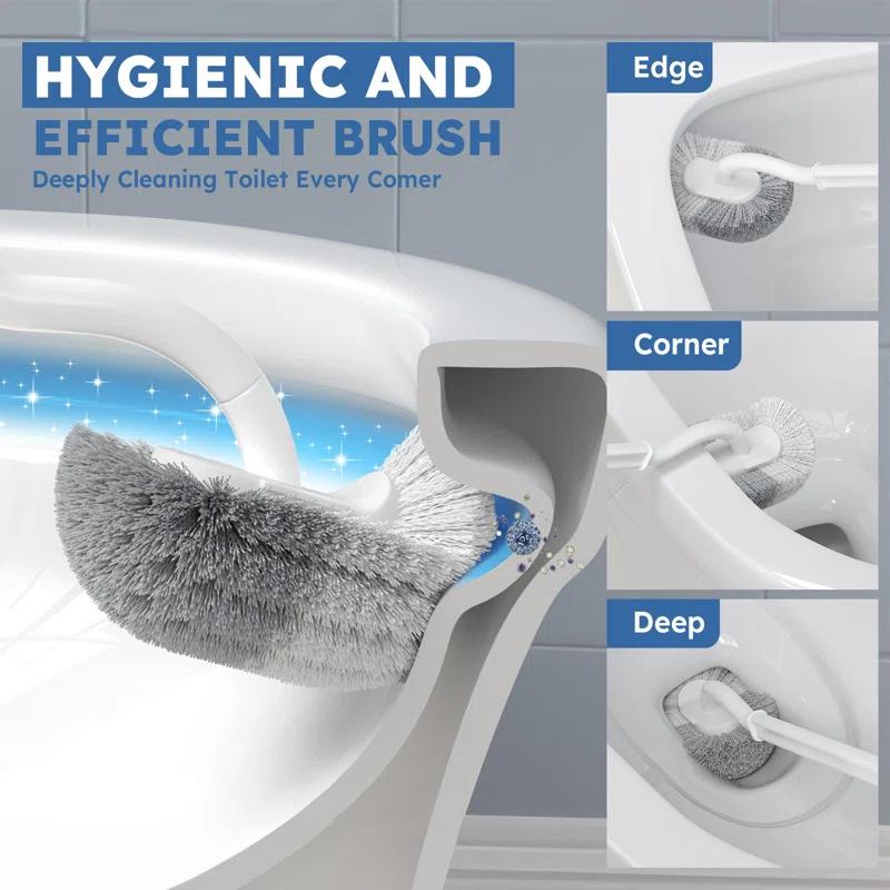 TUHOME FURNITURE LLC 2-Pack Toilet Brush And Holder With Extra Long Handle, White