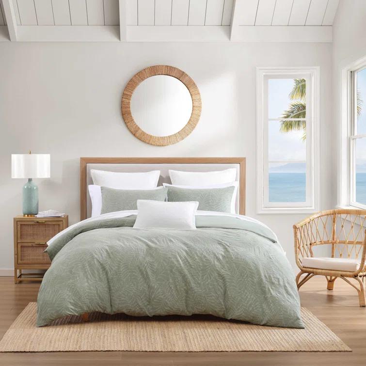 Harbor Palm Sage Green Cotton King Comforter Set