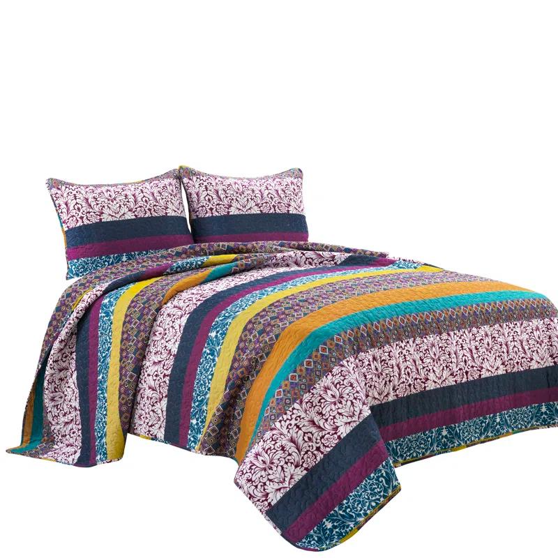 Lush Decor Boho Stripe Reversible Coverlet Set