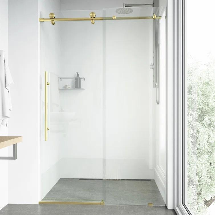 VIGO Elan E-Class 68-72" W x 76" H Sliding Frameless Shower Door with 3/8" Clear Glass VG6021MGCL7276